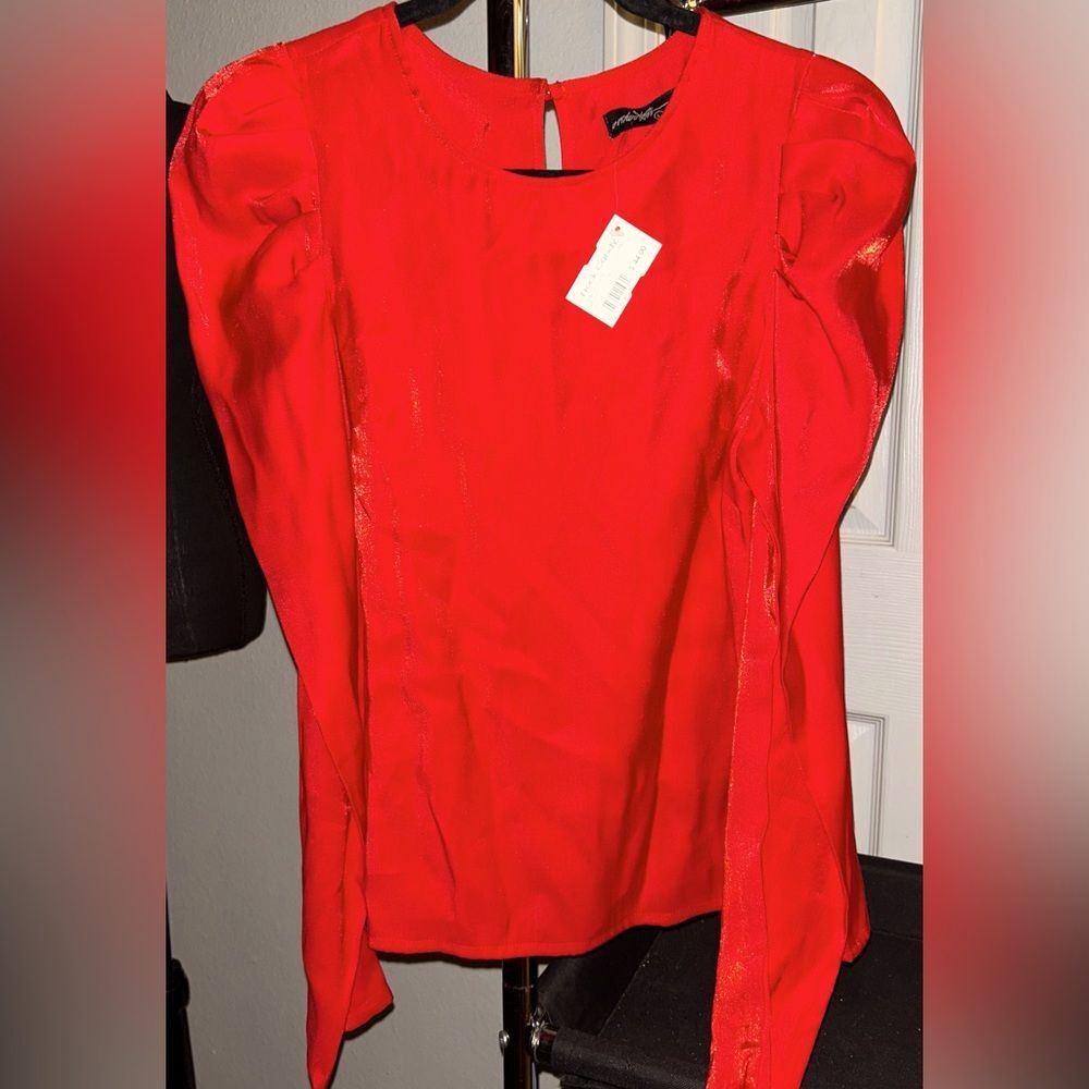 L/S Red Blouse w/ Puff Sleeves